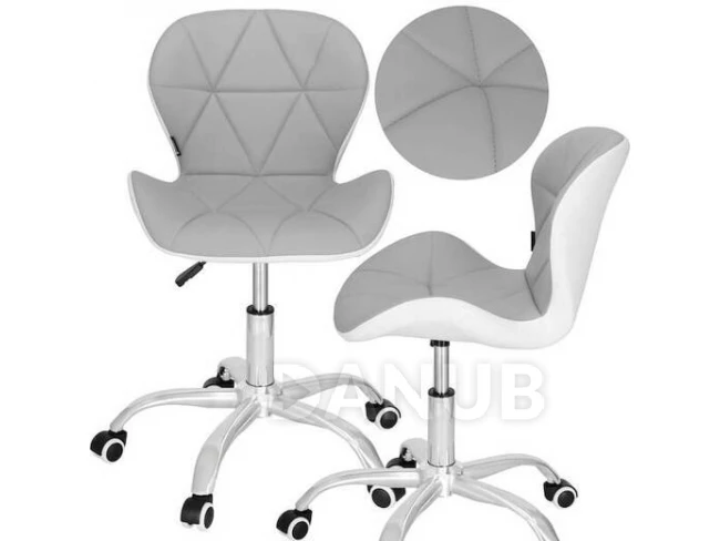 Otočná kancelářská židle na kolečkách - samet - šedá/bílá