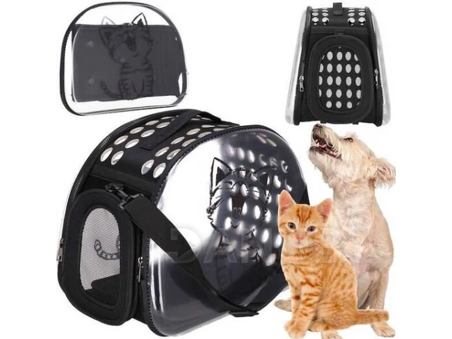 Přepravka pro kočky, králíky a psy, do 10 kg - 42x26x32 cm - velikost M - průsvitná