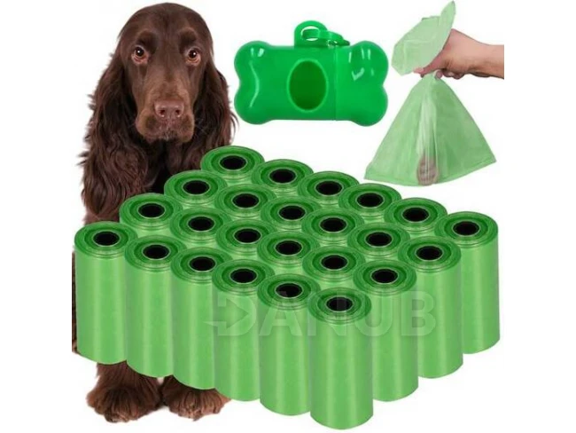 Sáčky na psí exkrementy - 432 ks - 24 rolí - 6x2,5 cm - zelená