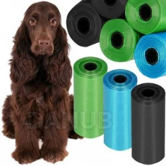Sáčky na psí exkrementy - 54 ks - 3 role - 6x2,5 cm - modrá/zelená/černá