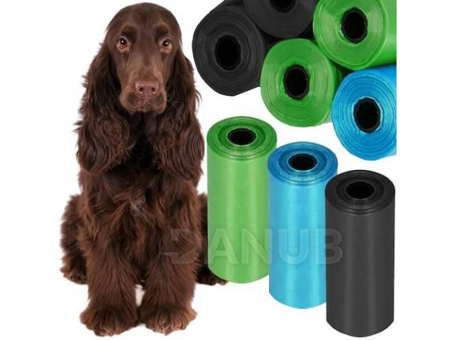 Sáčky na psí exkrementy - 54 ks - 3 role - 6x2,5 cm - modrá/zelená/černá