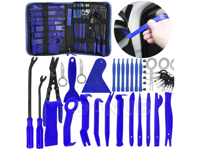 Sada nářadí pro demontáž tapacírů v autě - 46 ks + pouzdro