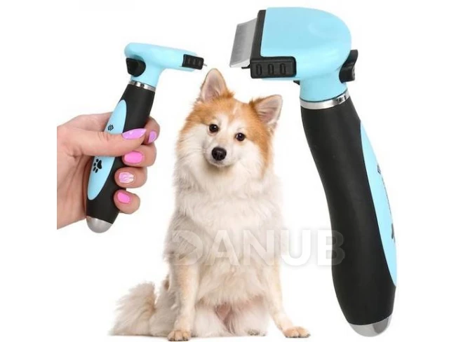 Samočistící kartáč na čištění srsti - čepel 5 cm - modro-černá