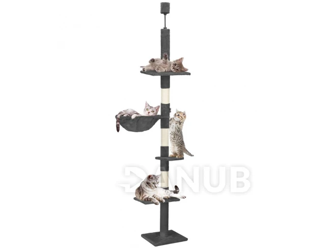 Škrábadlo pro kočky - tyč 240 - 260 cm - tmavě šedá/krémová
