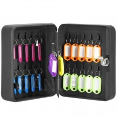 Skříňka na 30 klíčů + klíčenky - kov - černá