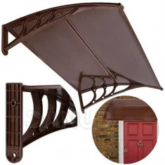 Stříška na vchodové dveře - 120x80 hnědá - hnědá/průhledná