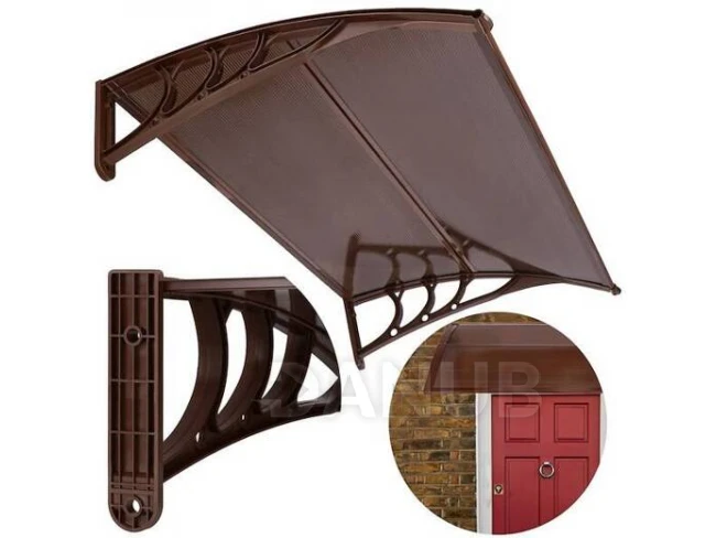 Stříška na vchodové dveře - 120x80 hnědá - hnědá/průhledná