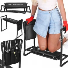 Zahradní nastavitelná židle se skříňkou na nářadí - černá