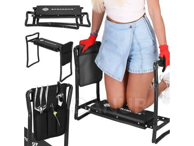 Zahradní nastavitelná židle se skříňkou na nářadí - černá