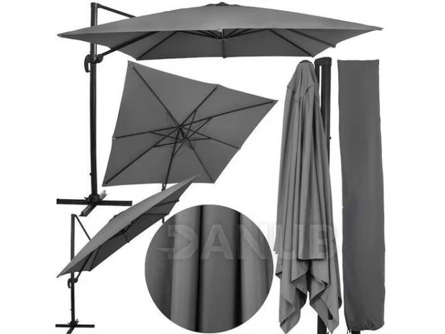 Zahradní slunečník - 3x3 m - s obalem - grafitový