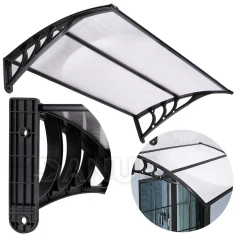 Stříška na vchodové dveře - 80x120 cm - černá/průhledná