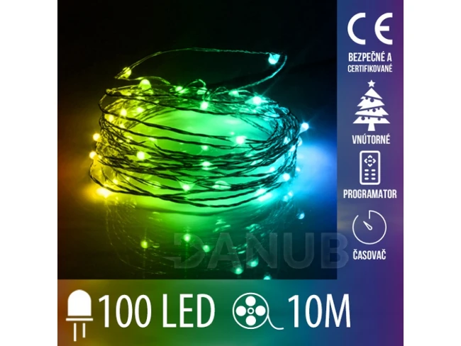 Vánoční led světelná mikro řetěz vnitřní + dálkový ovladač - 100LED - 10m multicolour Vánoční led světelná mikro řetěz vnitřní + dálkový ovladač - 100LED - 10m multicolour