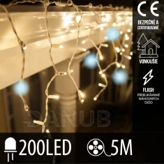 Vánoční led světelná záclona venkovní flash - 200led - 5m teplá bílá/studená bílá