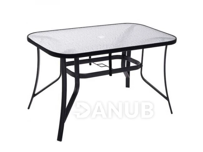 Zahradní stůl 150cm - černý kov+sklo
