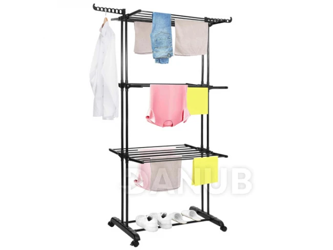 Vertikální sušák prádla na kolečkách - skládací - 180x75,5x49 cm