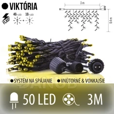 Viktorie spojovatelná led světelná záclona vnější flash - 50led - 3m teplá bílá / studená bílá
