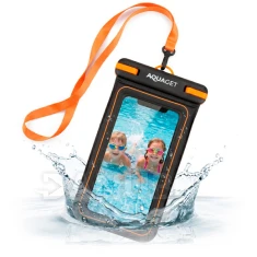Vodotěsný obal na telefon - 23.5 cm - transparentní - černá/oranžová