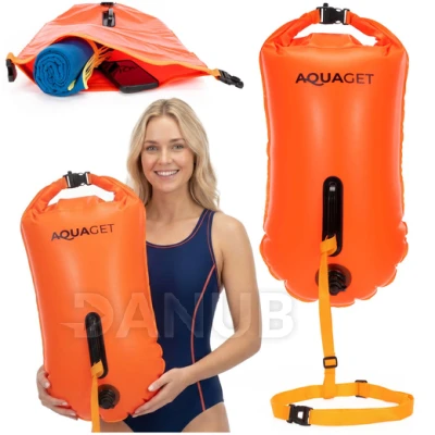 Záchranná bóje nafukovací - 36 L - s vreckem a píšťalkou - fluo oranžová