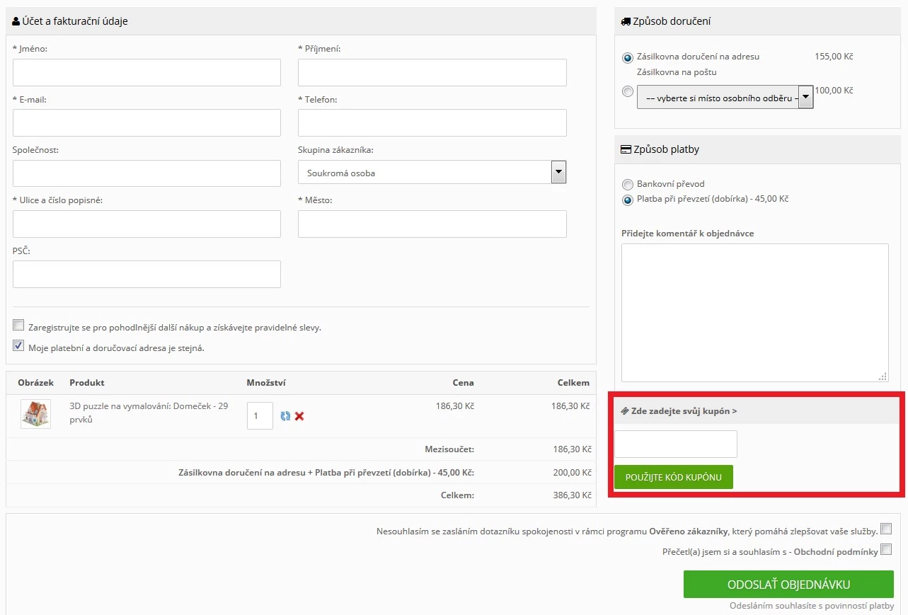 Jak použít slevový kupón