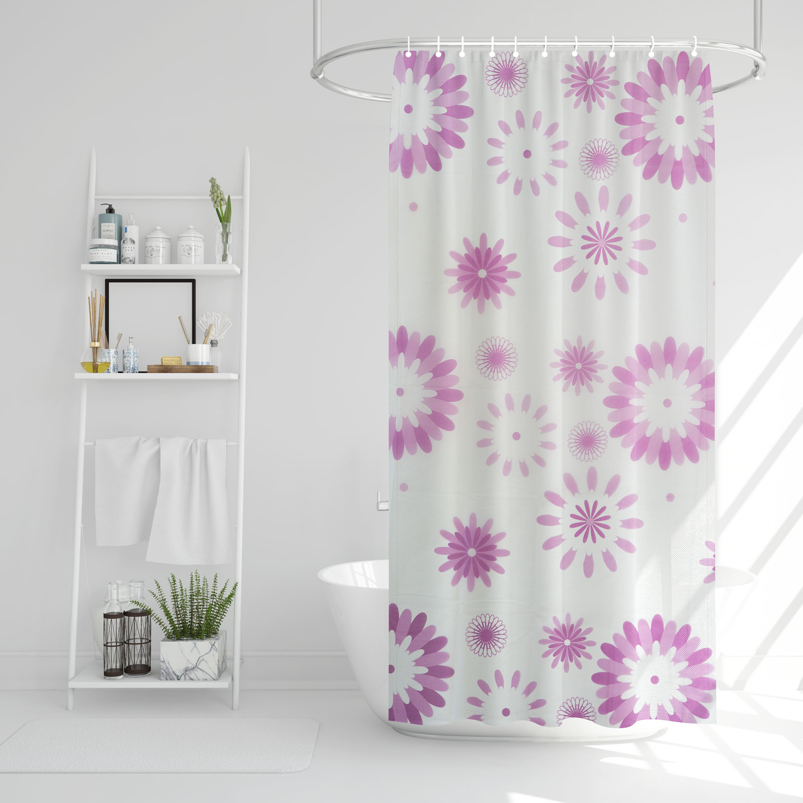Závěs do sprchy - květy - 180 x 180 cm