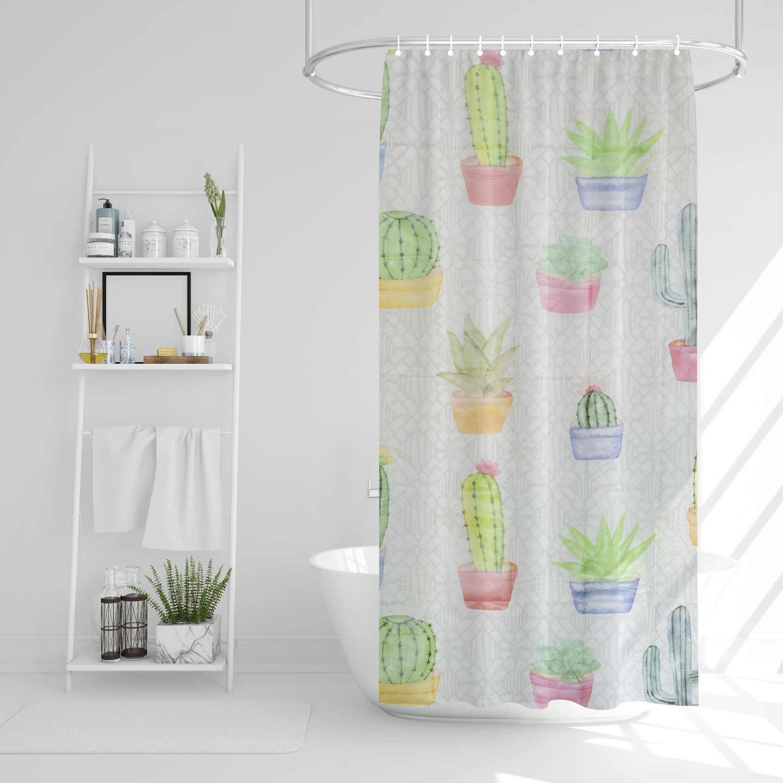 Závěs do sprchy - kaktus - 180 x 180 cm