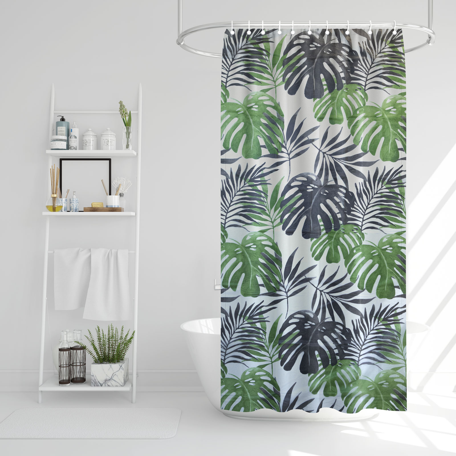 Závěs do sprchy - palmové listy - 180 x 180 cm