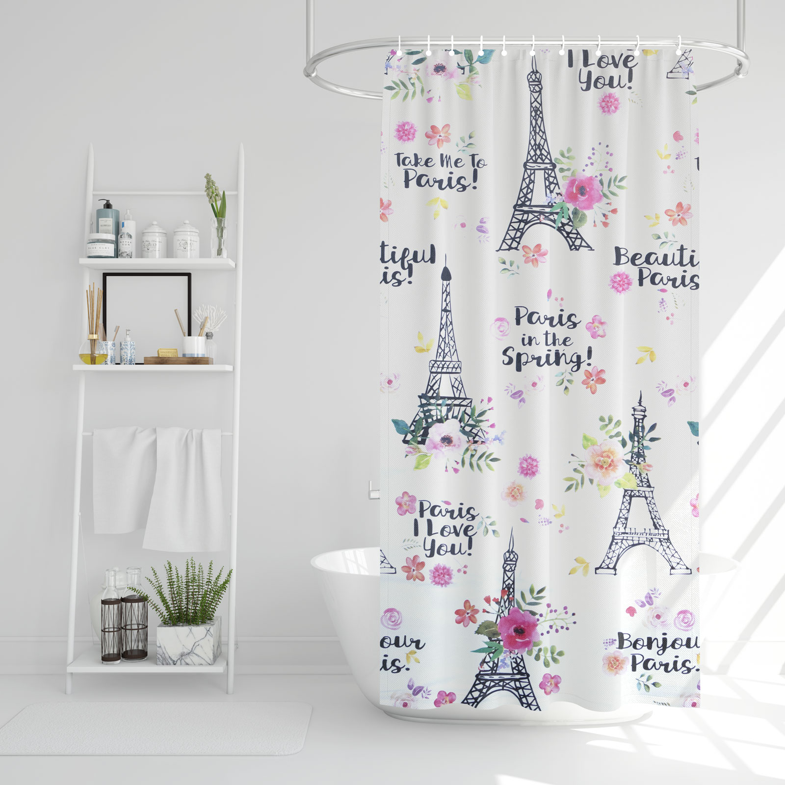Závěs do sprchy - Eiffelova věž - 180 x 180 cm